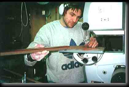 Alex cutting the shape of the Samurai headstock